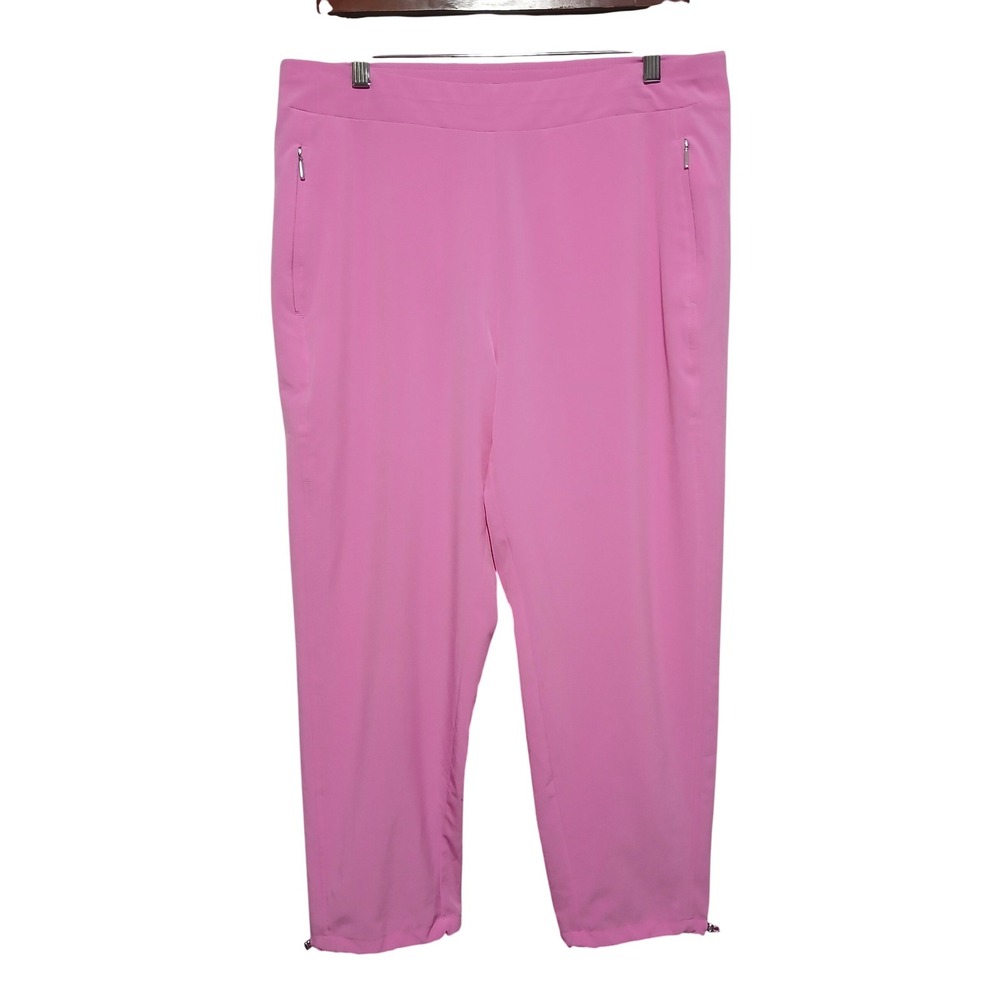 Chicos Zenergy Pink Pull On Bungee Hem Pants Zipper Pockets Womens Size 1 US 8
